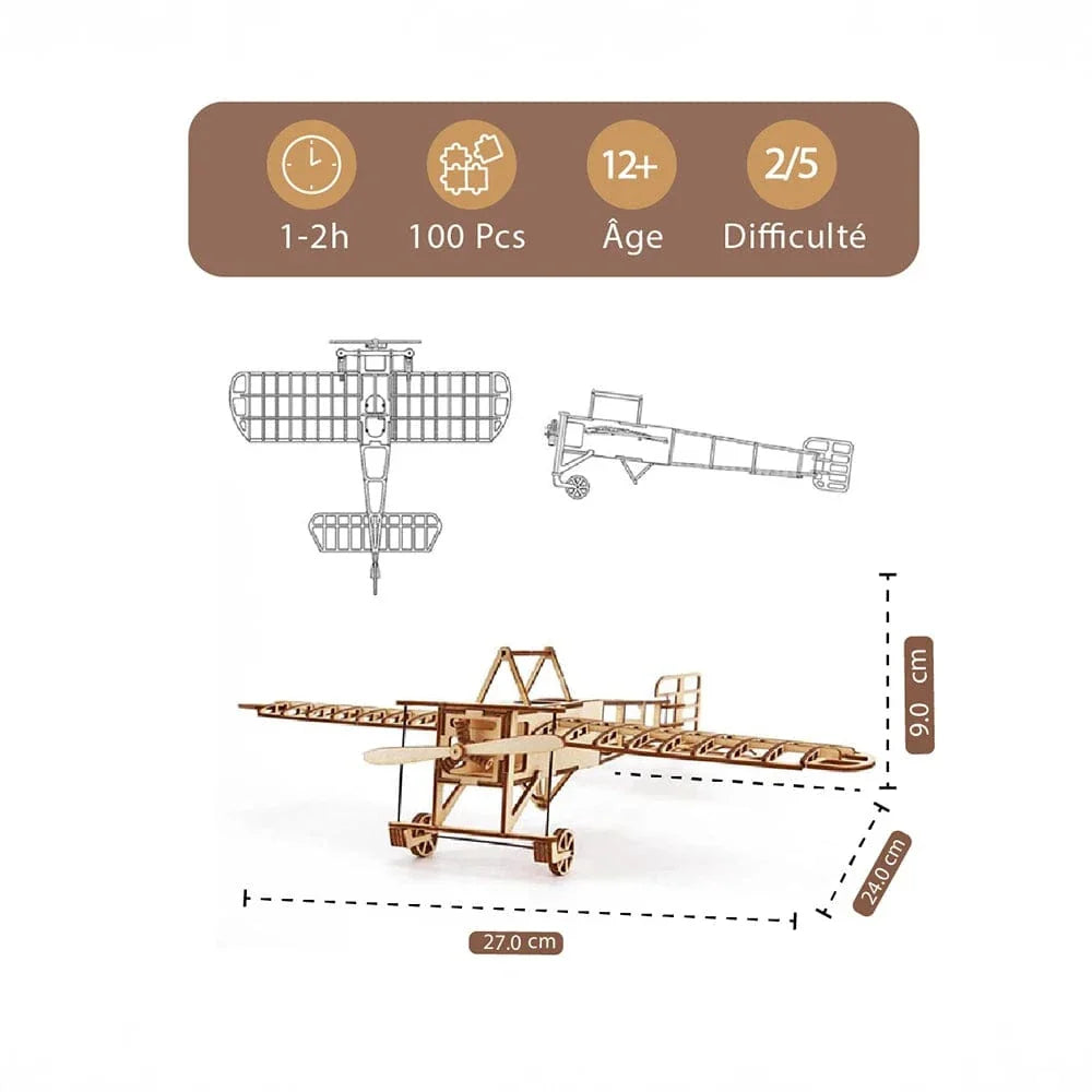 mon puzzle 3d  Puzzle 3D bois avion biplan
