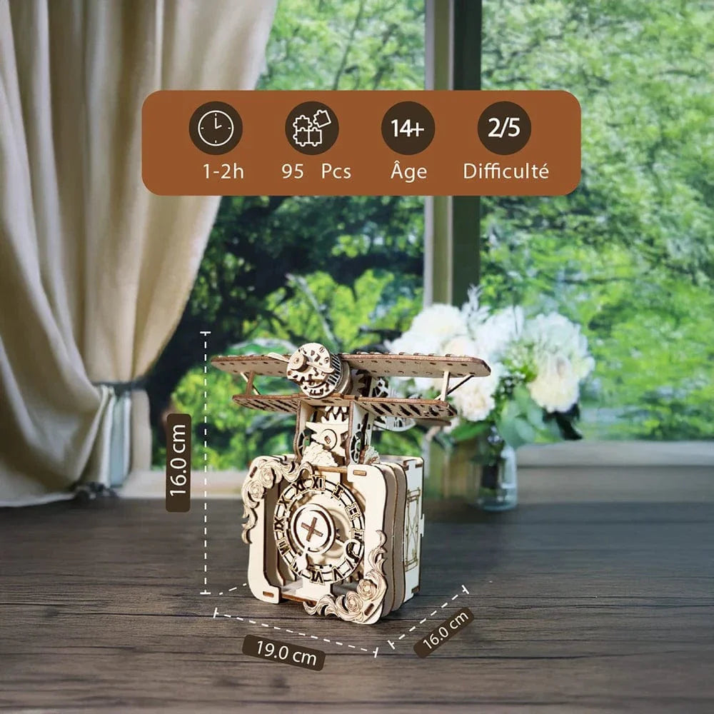 mon puzzle 3d  Puzzle 3D bois avion horloge vintage