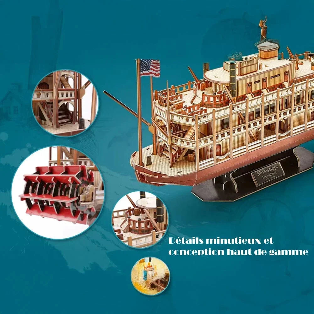 mon puzzle 3d  Puzzle 3D bois bateau Mississippi