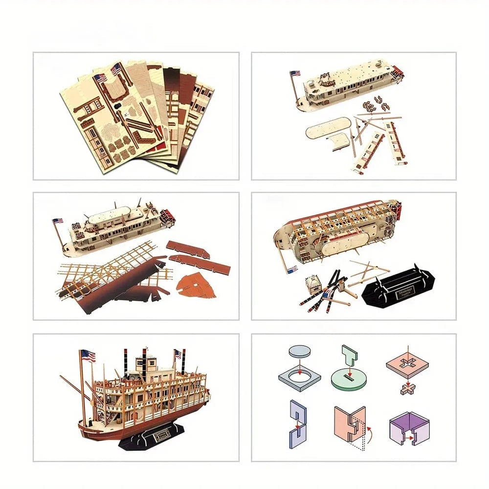 mon puzzle 3d  Puzzle 3D bois bateau Mississippi