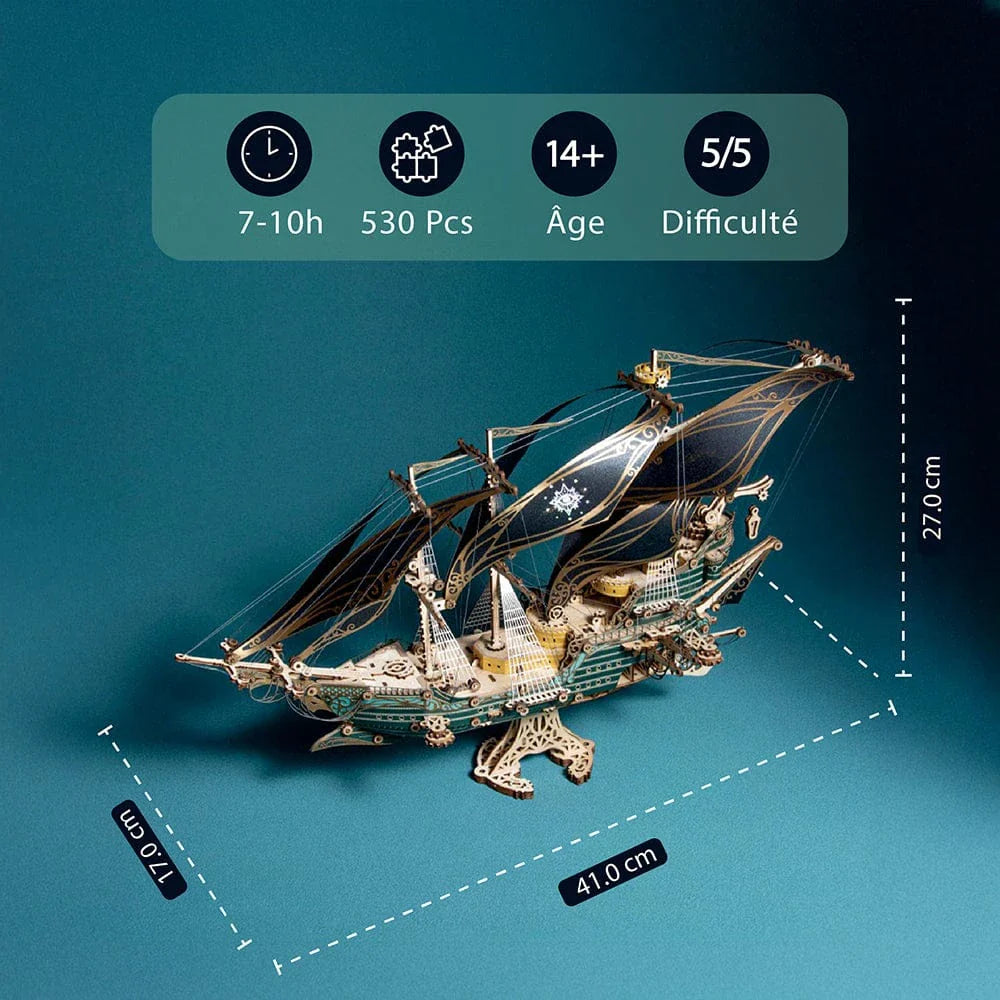 mon puzzle 3d  Verte Puzzle 3D bois bateau - Vaisseau Mystique