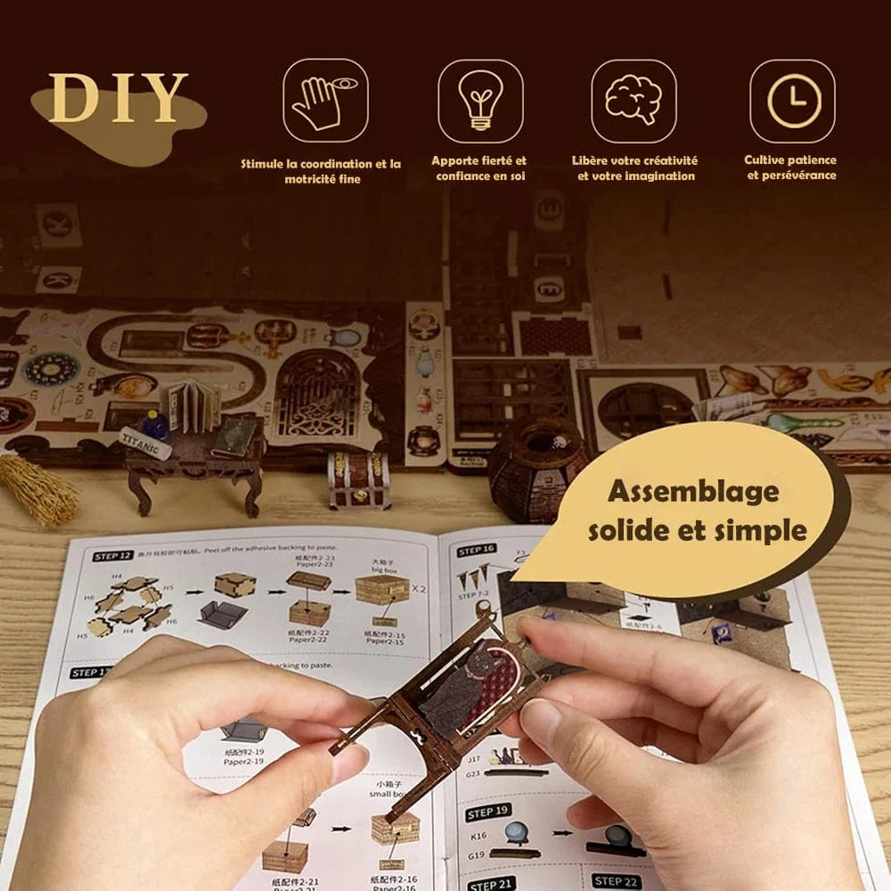 mon puzzle 3d  Puzzle 3D Bois – book nook Boutique de Potions Magiques