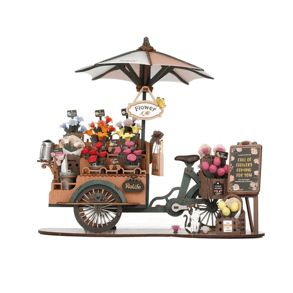 mon puzzle 3d  Puzzle 3D Bois – book nook charrette à fleurs