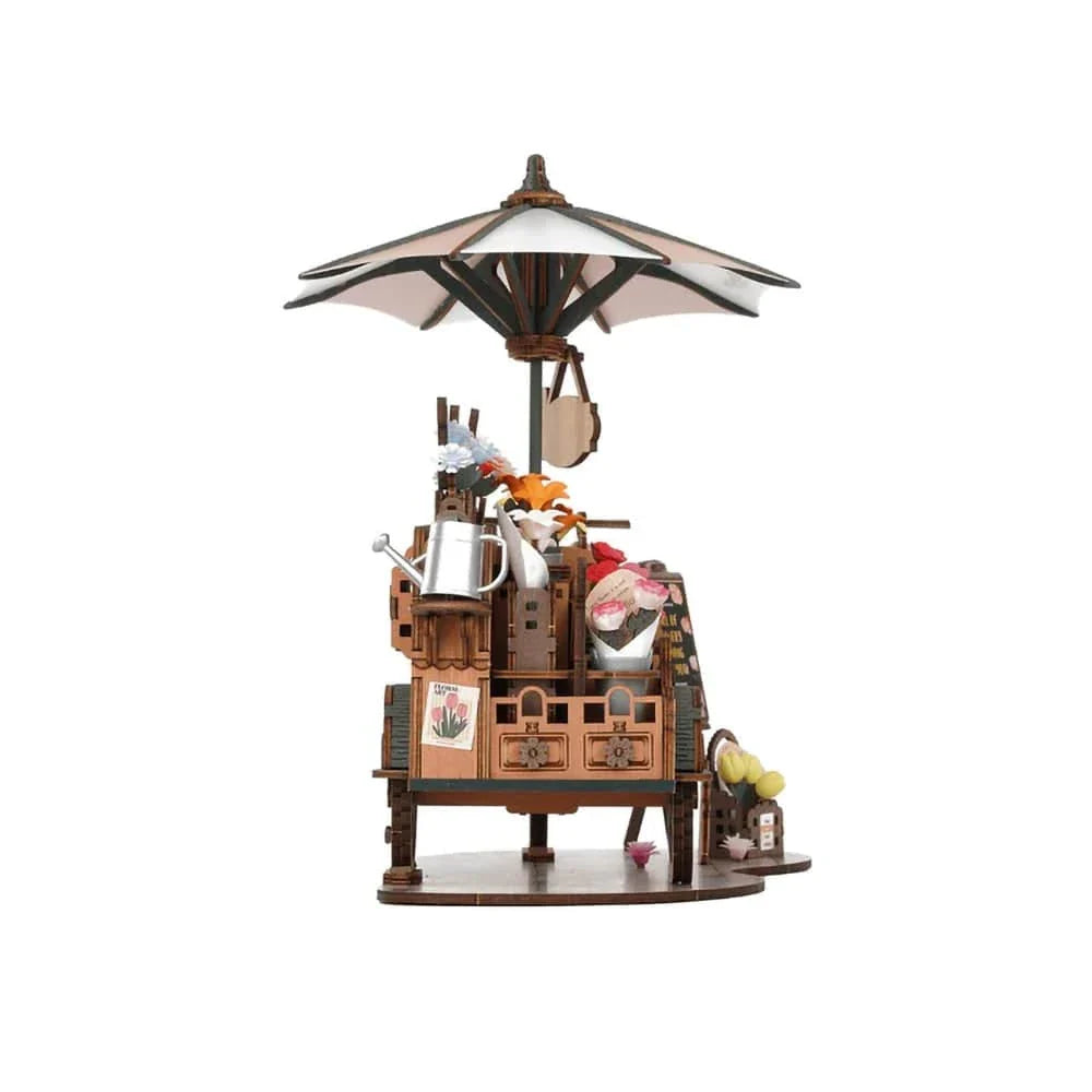 mon puzzle 3d  Puzzle 3D Bois – book nook charrette à fleurs