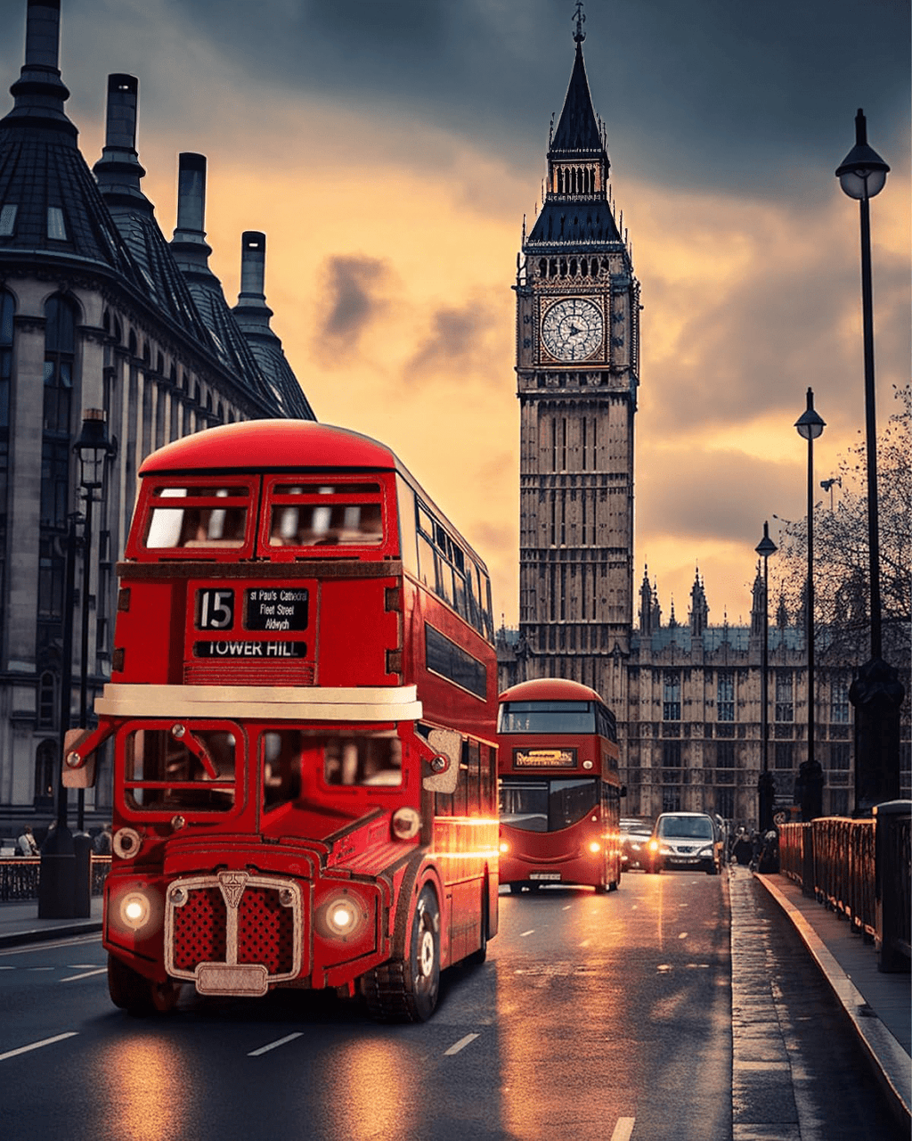 mon puzzle 3d  Puzzle 3D Bois Bus Londonien Rouge