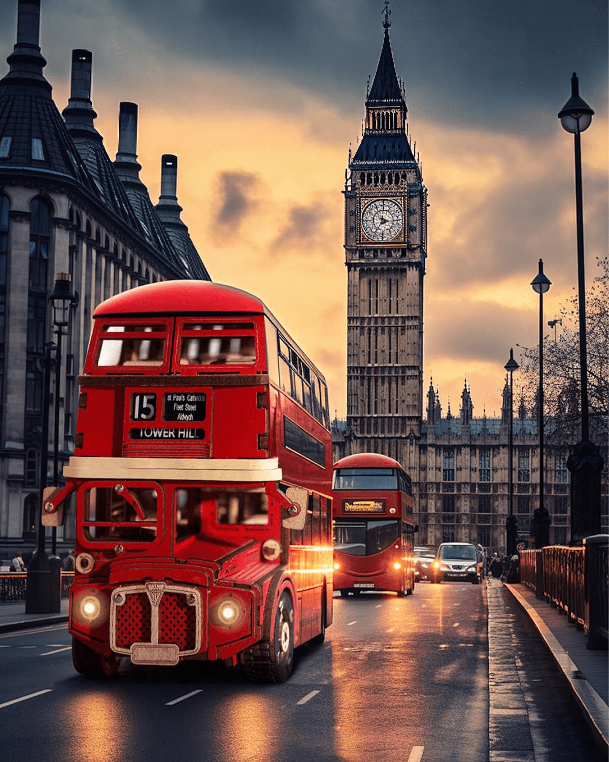 mon puzzle 3d  Puzzle 3D Bois Bus Londonien Rouge