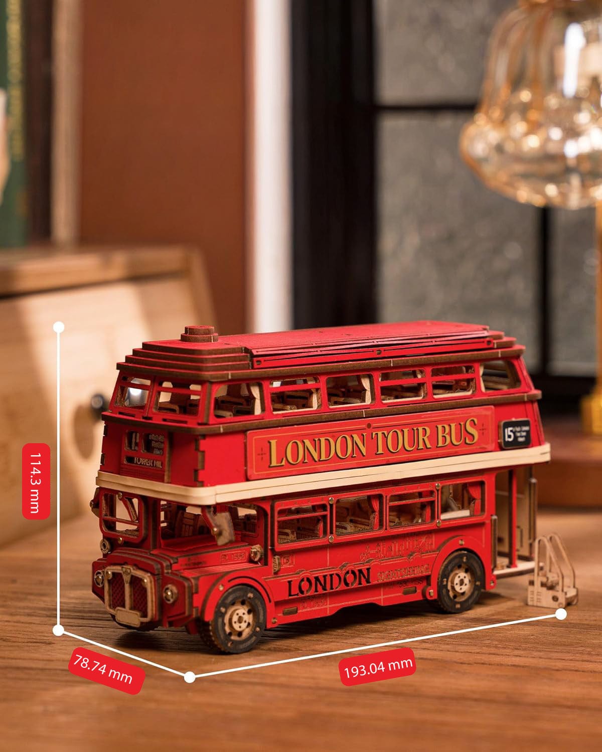 mon puzzle 3d  Puzzle 3D Bois Bus Londonien Rouge