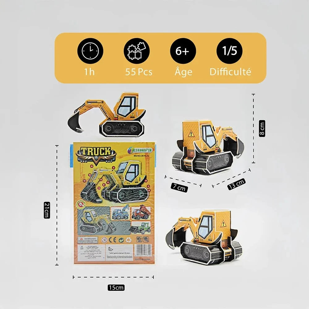 mon puzzle 3d  Puzzle 3D bois Camions de Chantier - Voiture pour enfants