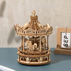 mon puzzle 3d  Puzzle 3D Bois Carrousel Rotatif Musical