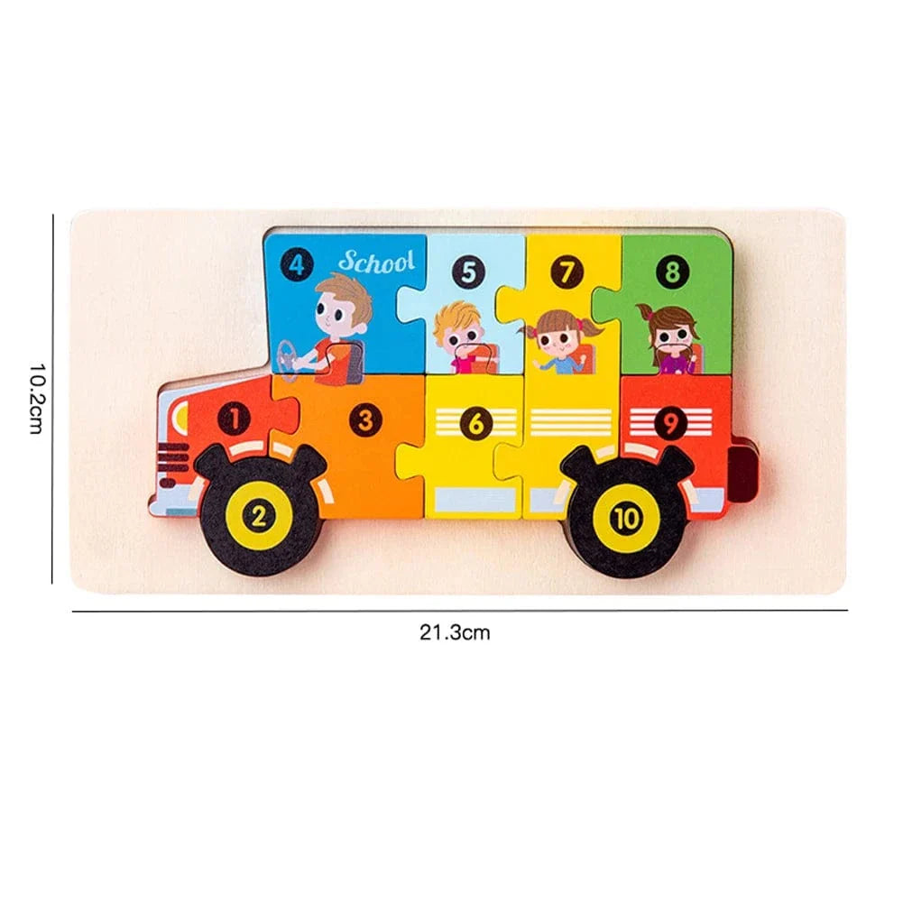 mon puzzle 3d  Puzzle 3D Bois coffret Éducatif – Animaux & Véhicules pour Enfants
