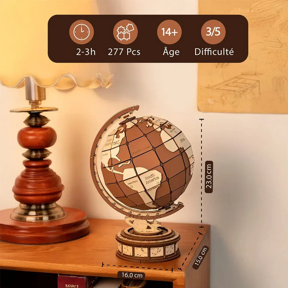 mon puzzle 3d  Puzzle 3D Bois Globe Vintage