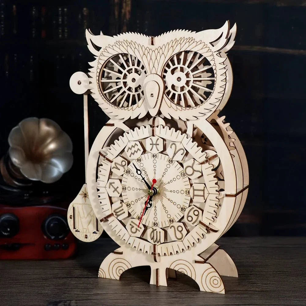 mon puzzle 3d  Puzzle 3D Bois Horloge Hibou