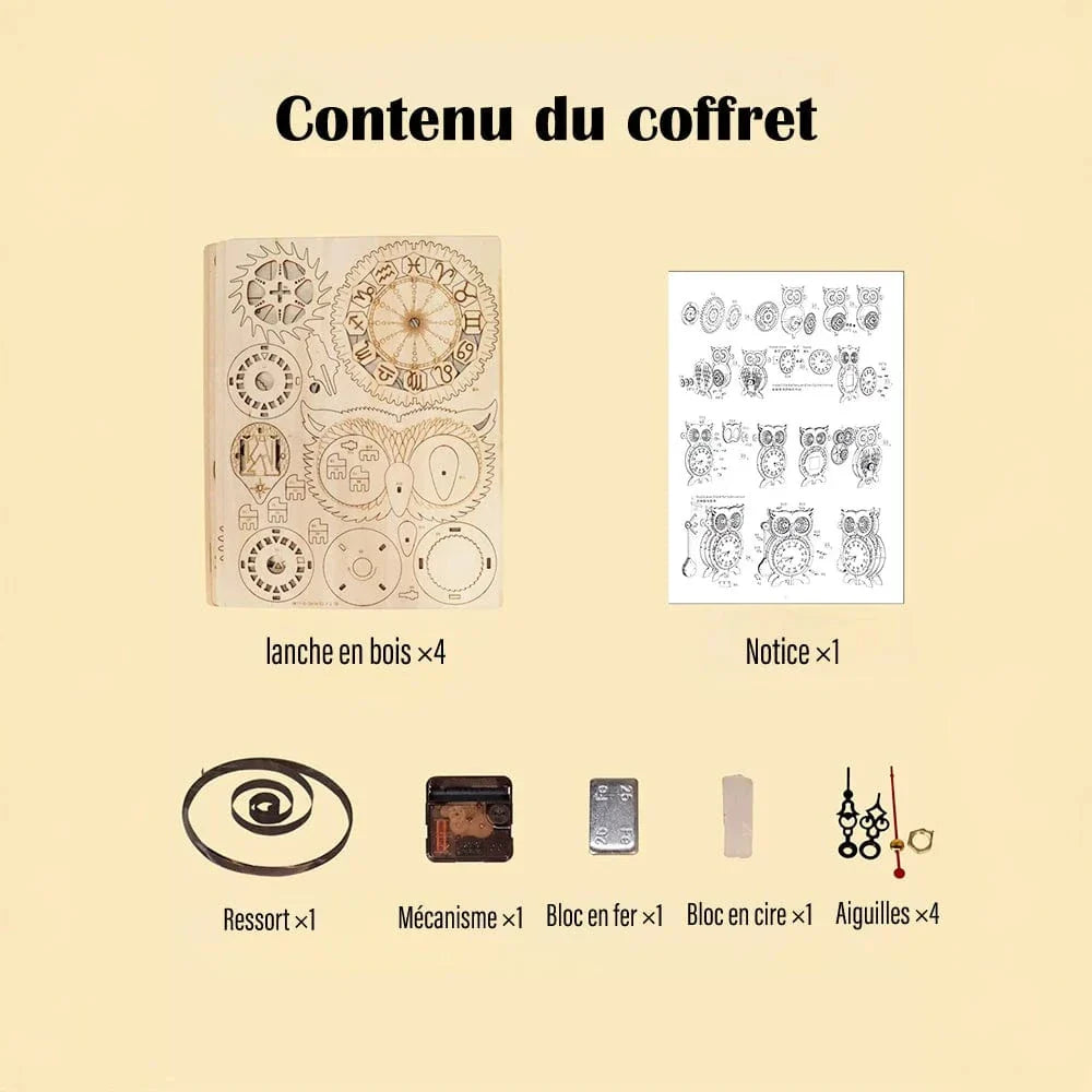 mon puzzle 3d  Puzzle 3D Bois Horloge Hibou