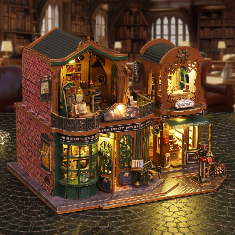 mon puzzle 3d  Puzzle 3D Bois Librairie Miniature Lumineuse
