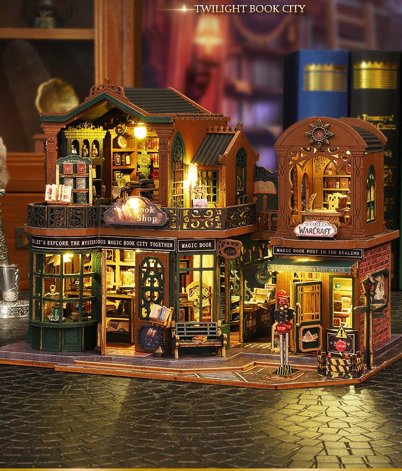 mon puzzle 3d  Puzzle 3D Bois Librairie Miniature Lumineuse
