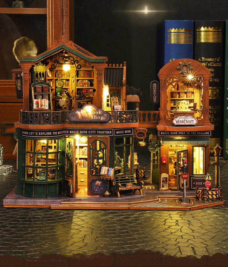 mon puzzle 3d  Puzzle 3D Bois Librairie Miniature Lumineuse
