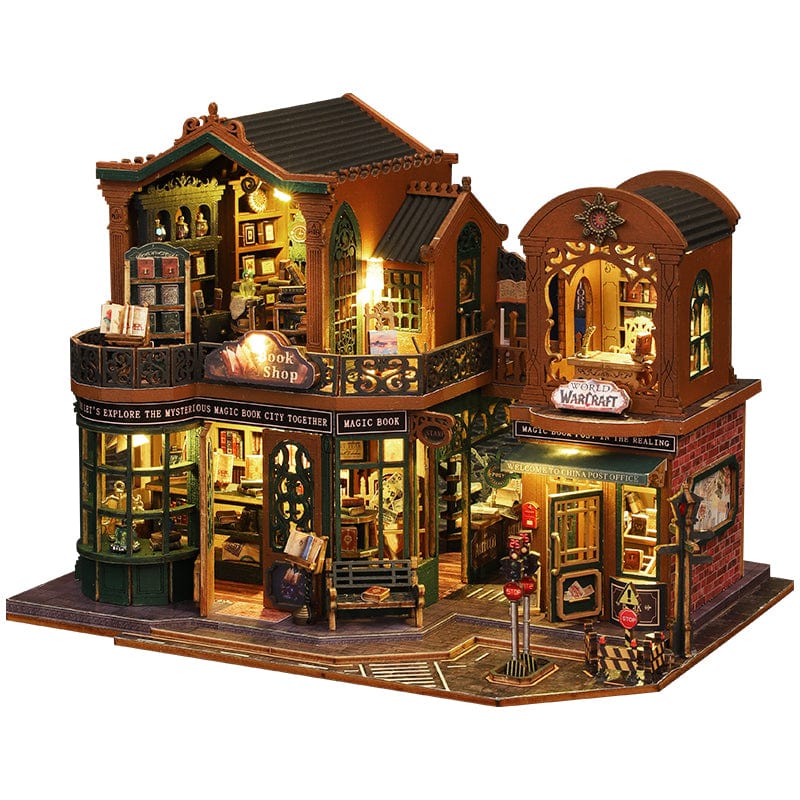 mon puzzle 3d  Puzzle 3D Bois Librairie Miniature Lumineuse