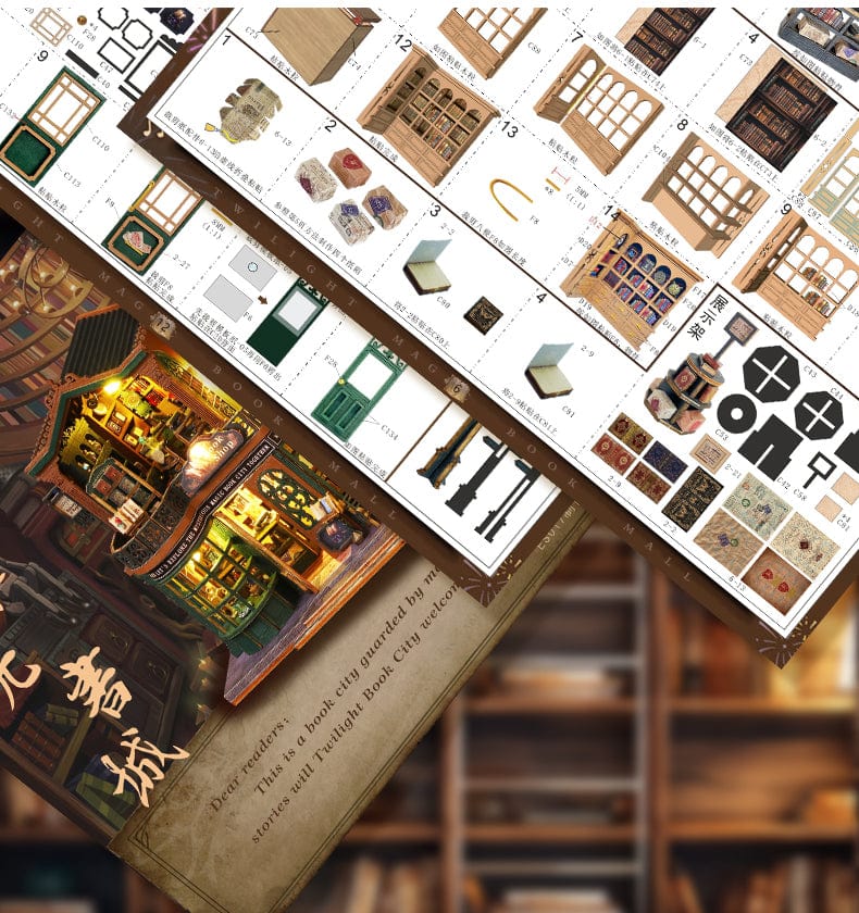 mon puzzle 3d  Puzzle 3D Bois Librairie Miniature Lumineuse