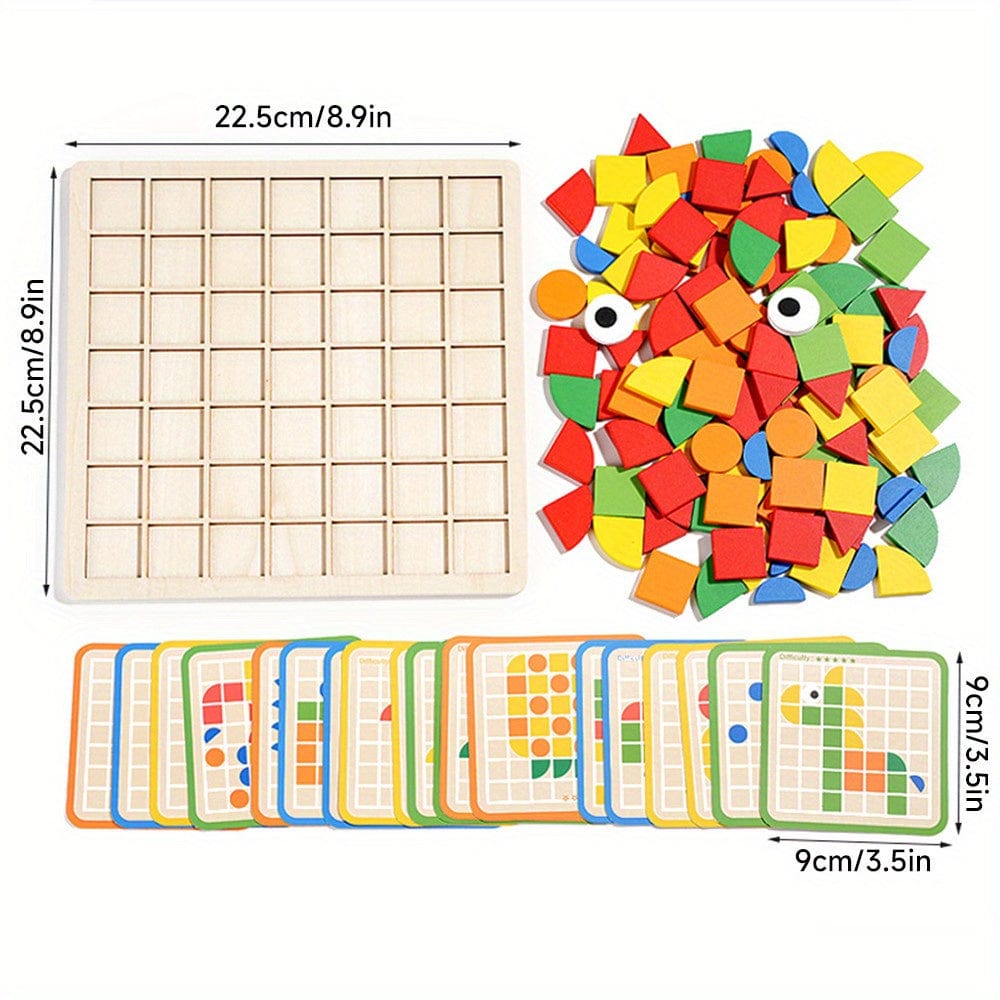 mon puzzle 3d  Puzzle 3D Bois Mosaïque Géométrique Montessori