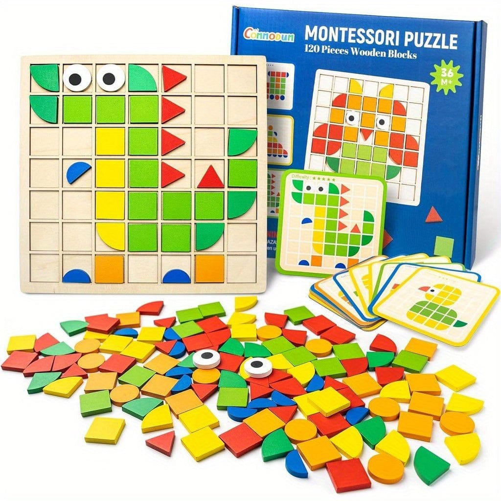 mon puzzle 3d  Puzzle 3D Bois Mosaïque Géométrique Montessori