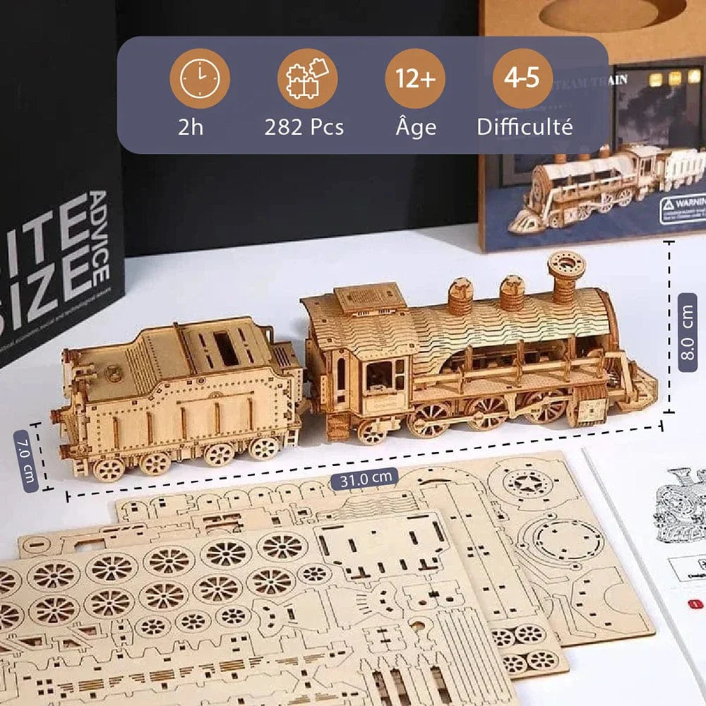 mon puzzle 3d  Puzzle 3D bois train - Locomotive à vapeur
