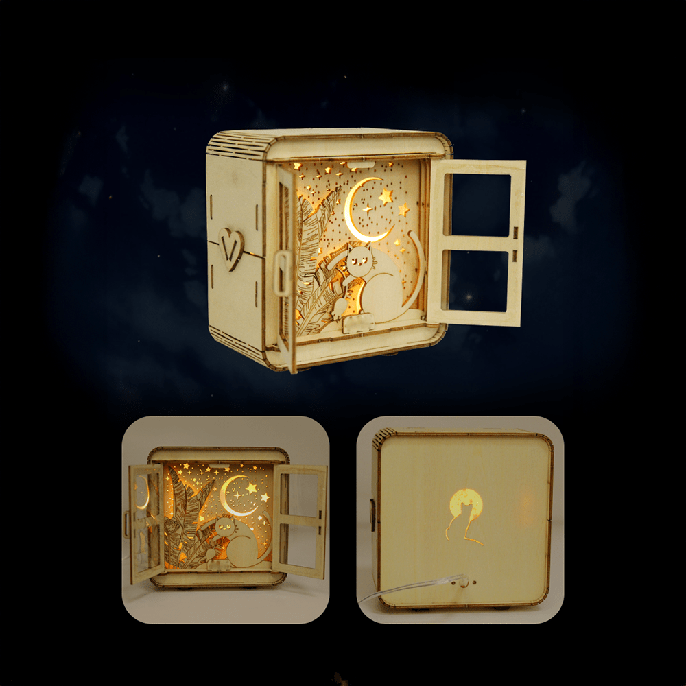 mon puzzle 3d  Nuit Lunaire Puzzle 3D Bois Veilleuse Décorative