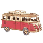 mon puzzle 3d  Rouge Puzzle 3D bois Voiture Van Vintage