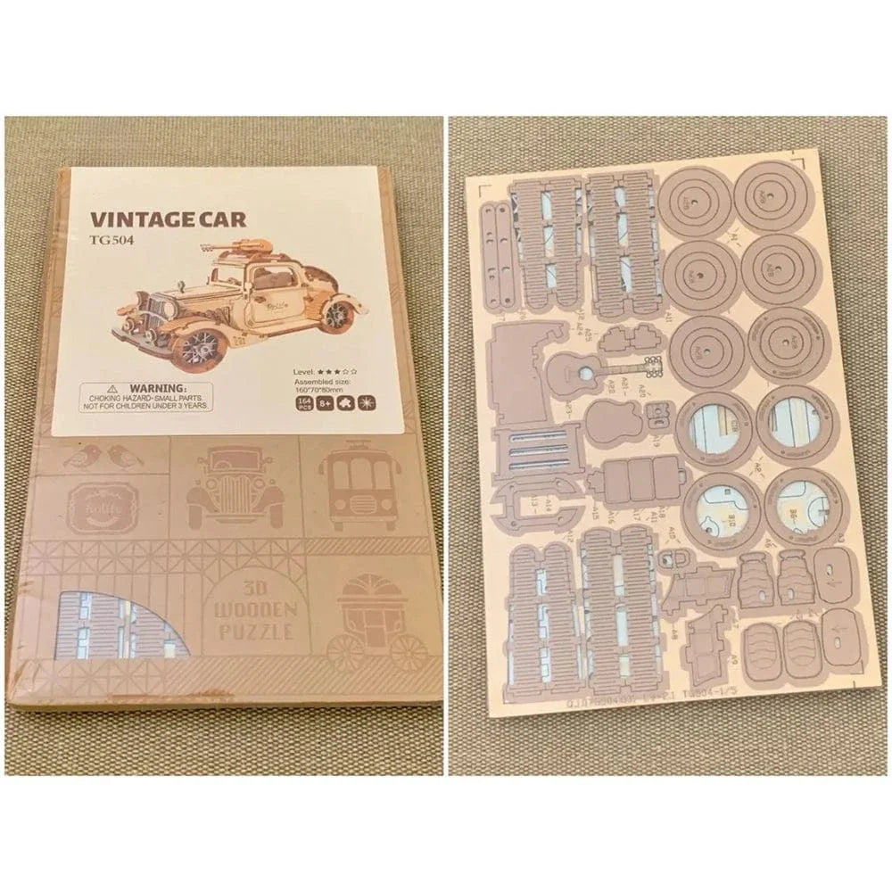 mon puzzle 3d  Puzzle 3D bois Voiture vintage