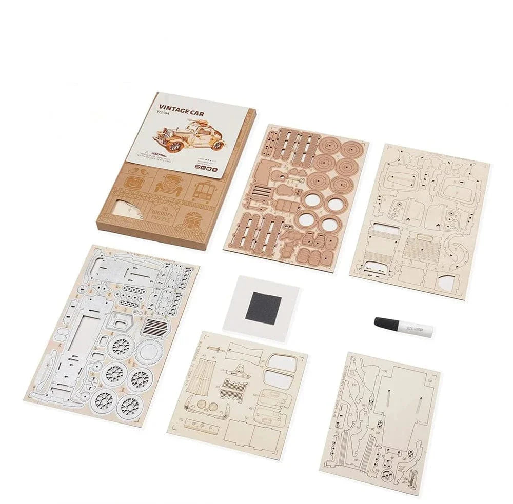 mon puzzle 3d  Puzzle 3D bois Voiture vintage