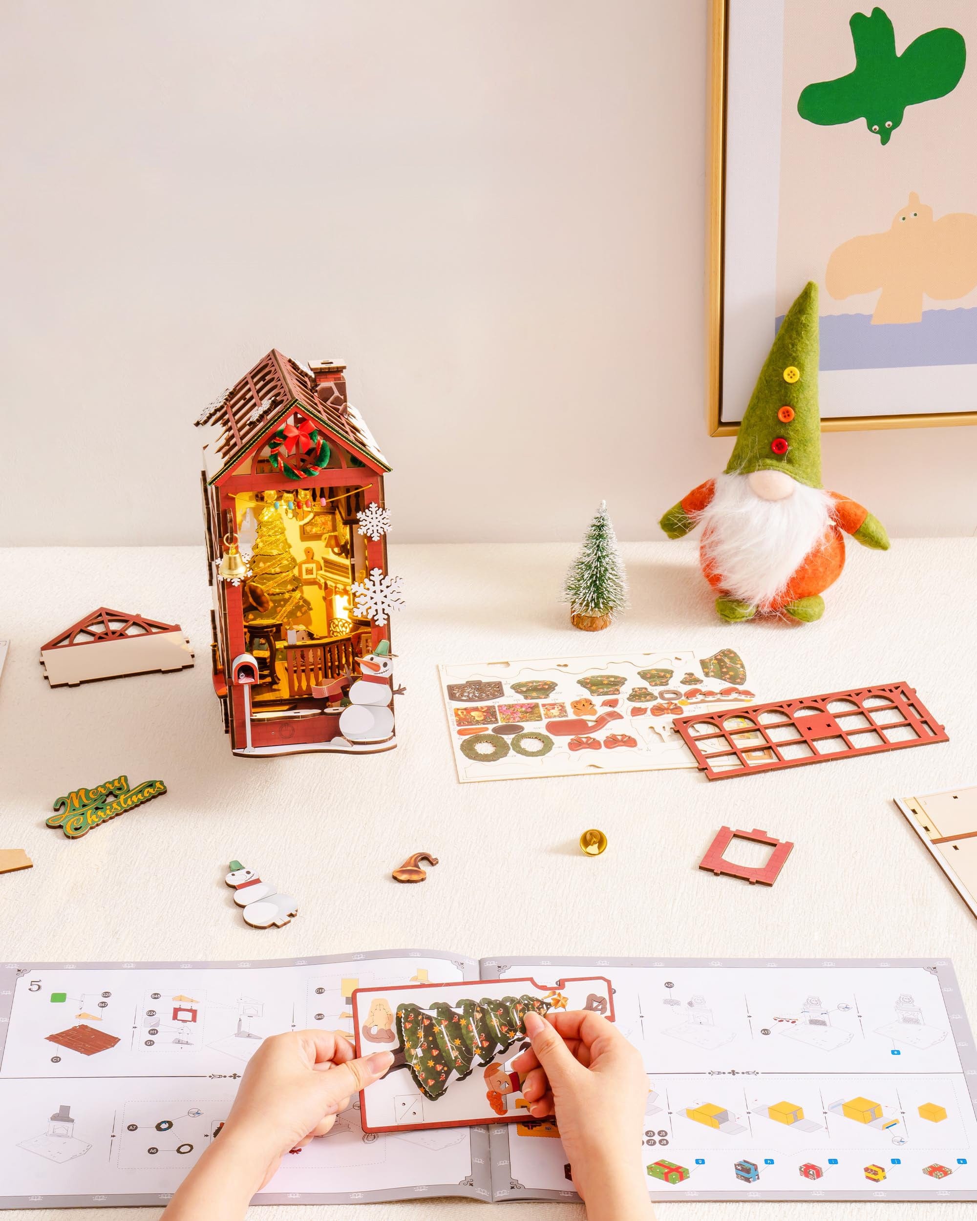 mon puzzle 3d  Puzzle 3D Book Nook Maison de Noël Lumineuse