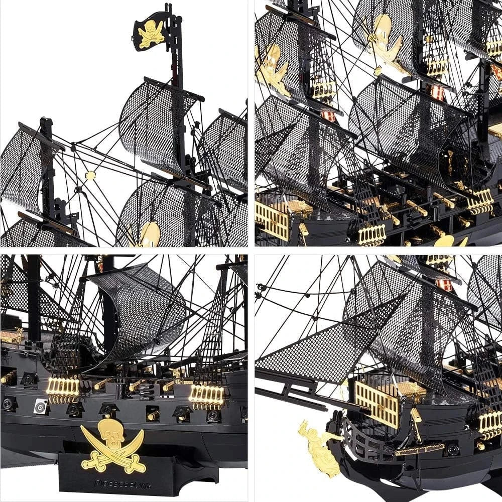 mon puzzle 3d  Puzzle 3D metal Bateau pirate - Maquette noire et or