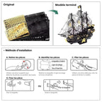 mon puzzle 3d  Puzzle 3D metal Bateau pirate - Maquette noire et or