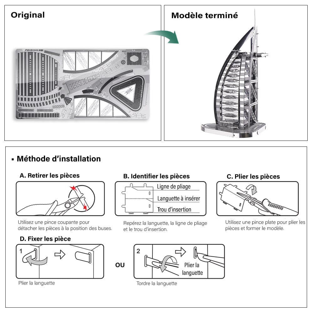 mon puzzle 3d  Puzzle 3D Métal Burj Al Arab Dubai