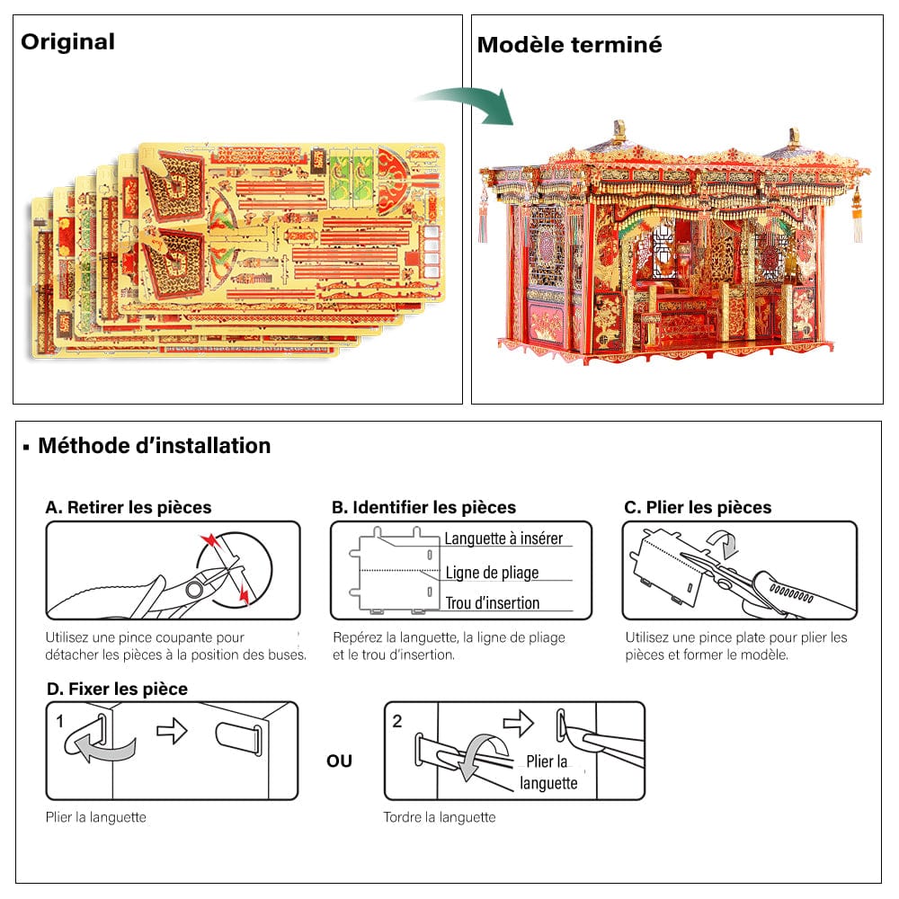 mon puzzle 3d  Puzzle 3D Métal Carrosse de Mariée Rouge