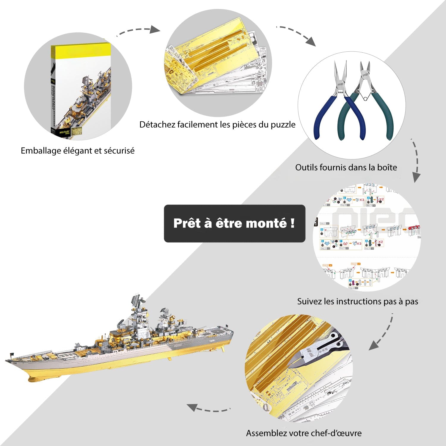 mon puzzle 3d  Puzzle 3D Métal Cuirassé Russe Pyotr