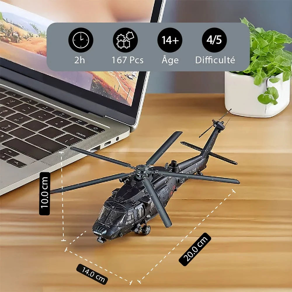 mon puzzle 3d  Puzzle 3D mètal Hélicoptère militaire - Black Hawk