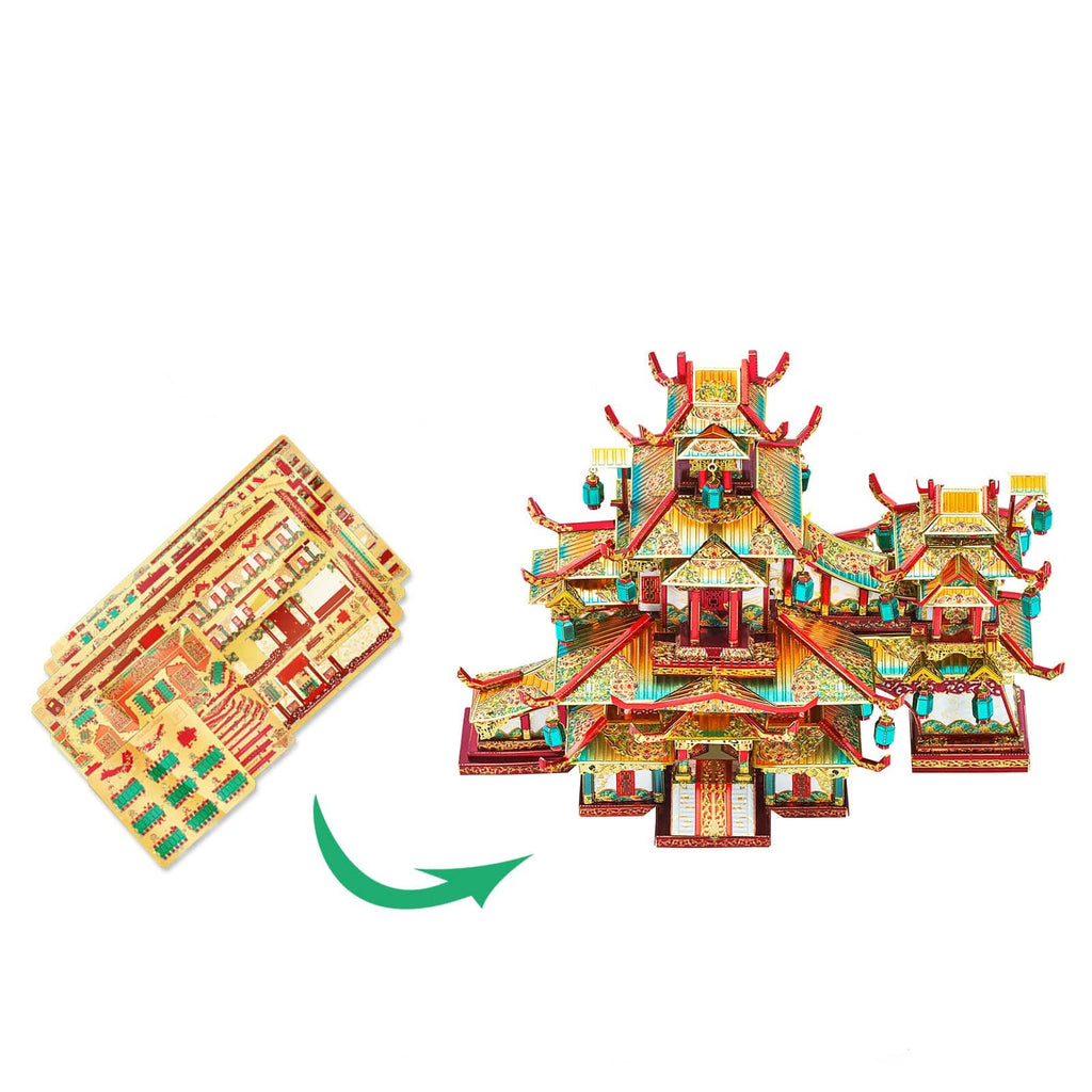 mon puzzle 3d  Puzzle 3D Métal Jardin Rouge Chinois