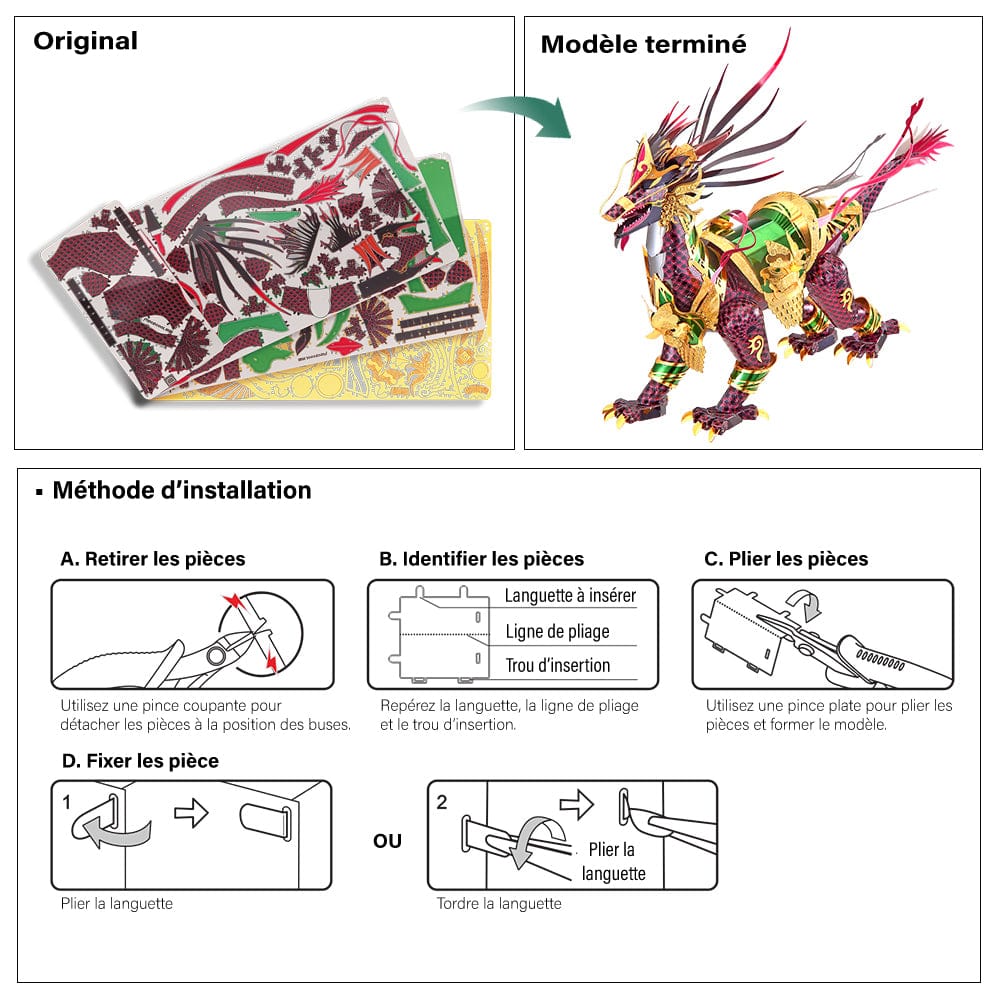 mon puzzle 3d  Puzzle 3D Métal Kirin Doré