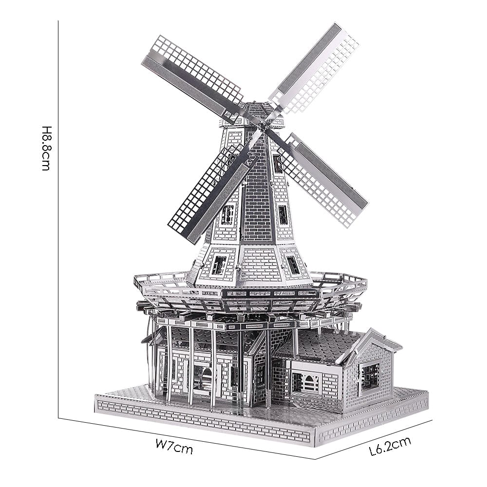 mon puzzle 3d  Argent Puzzle 3D Métal Moulin Hollandais